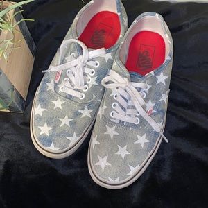 Vans Washed Stars Blue Shoes Sz 9.5 women 4th of July